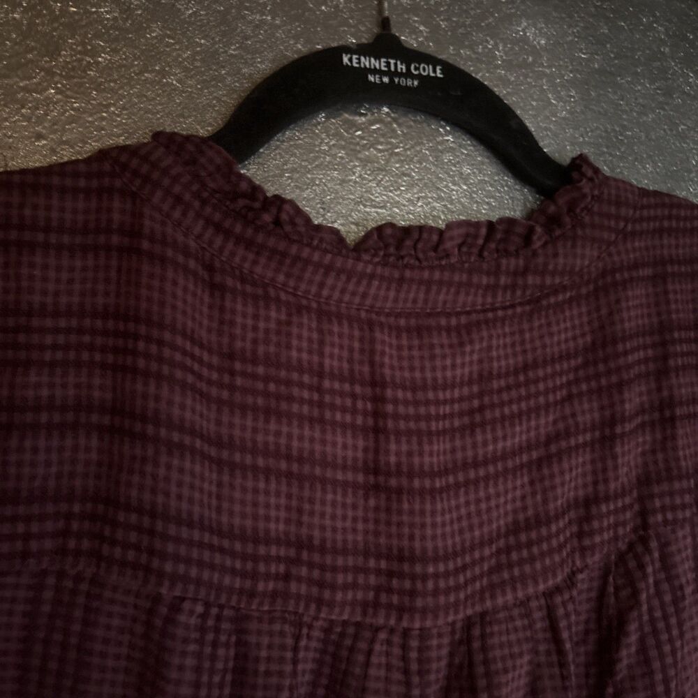 Loft Burgundy Plaid Dress women's Sz XL Fall Cabincore Comfy Casual Pullover - Picture 5 of 5
